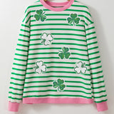 Striped Lucky Clover Long Sleeve Sweatshirt