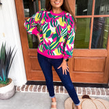 Hallie Bombshell Blooms Sweater- Green