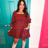 In Love With You Plaid Dress - Red