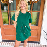 Heart Strings Mini Dress - Hunter Green