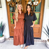 Feeling Fall Midi Dress - Espresso