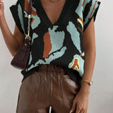Color Block V-Neck Sweater Vest