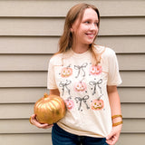 Pink Pumpkins & Bows Tee - Ivory - Final Sale