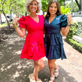 Madrigal Poplin Tiered Mini Dress- Fuschsia