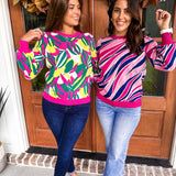 Hallie Bombshell Blooms Sweater- Green