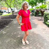 Madrigal Poplin Tiered Mini Dress- Fuschsia