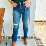 High Rise-Ankle Straight Jeans