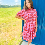 Sunset Blossom Mini Dress- Pink