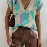 Color Block V-Neck Sweater Vest