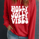 Letter Graphic Round Neck Long Sleeve Sweatshirt