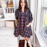 Please Stay Mini Dress- Navy