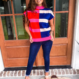 Noelle Sweater- Navy/Pink Stripe
