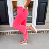 Kaleigh High Rise Straight Leg Crop Pant - Coral