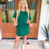 Heart Strings Mini Dress - Hunter Green