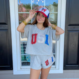 Queen Of Sparkles Grey Beaded 'USA' Short