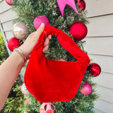 Chrissy Knotted Velvet Top Handle Bag - Red