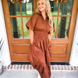 Feeling Fall Midi Dress - Espresso