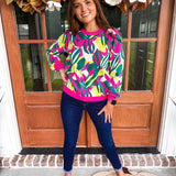Hallie Bombshell Blooms Sweater- Green