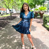 Madrigal Poplin Tiered Mini Dress- Navy