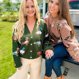 Queen of Sparkles Dark Green Scattered Duck Cardigan