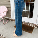 High Waist Straight Leg Denim Pants - Medium Wash