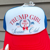 Trump Girl Social Club Trucker Hat- Red/Blue