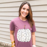 Spotted Pumpkin Tee- Heather Maroon