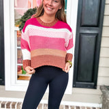 Simply Southern | Color Striped Sweater - Cranberry