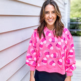 Queen Of Sparkles Neon Pink Candy Corn Sweatshirt - Final Sale