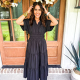 Feeling Fall Midi Dress - Black