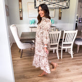 Fall Tea Midi Dress - Brown