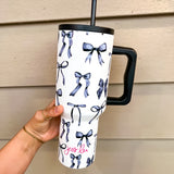 Jess Lea Grey Bow Tumbler (40oz)