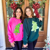 Mint Glitter Tree Sweatshirt - Green - Final Sale