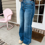High Waist Straight Leg Denim Pants - Medium Wash