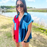 Casual Loving Color Block Top