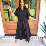 Feeling Fall Midi Dress - Black