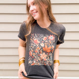 Fall Flowers Tee- Heather Grey