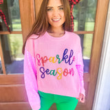 QOS Pink Sequin Sleeve Multi Pearl 'Sparkle Season'