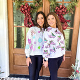 QOS White Trucks With Christmas Trees Sweatshirt *FINAL SALE*