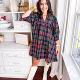 Please Stay Mini Dress- Navy