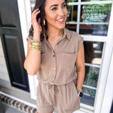 On The Move Romper - Mocha