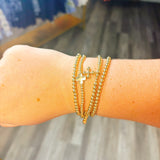 Water Resistant 4 Gold Cross Charm Stretch Bracelets