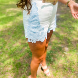 Lace Patch Shorts- Blue