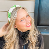 Beaded Shamrock Headband -White/Green