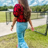 Cut Out Front Rhinestone Washed Denim Jeans- Light