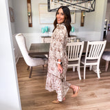 Fall Tea Midi Dress - Brown