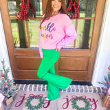 QOS Pink Sequin Sleeve Multi Pearl 'Sparkle Season'