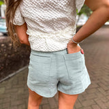 Steph HW Denim Shorts- Seafoam