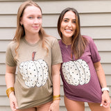Spotted Pumpkin Tee- Heather Maroon