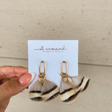 Brown Stripped Feather Earring
